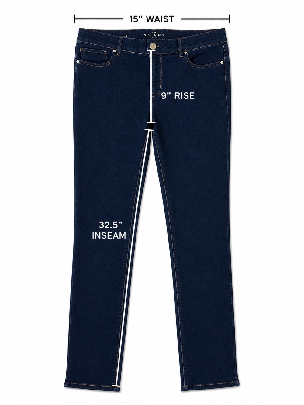 WHBM 32.5” Skinny Jeans in Dark Indigo, Classic Rise